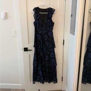 Lulu's Navy Floral Lace Tiered Maxi Dress